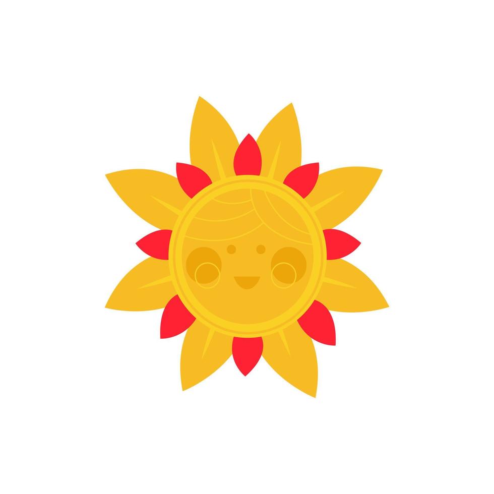 gestileerde afbeelding van de zon geïsoleerde afbeelding. ontwerp van items voor de maslenitsa. vector illustratie