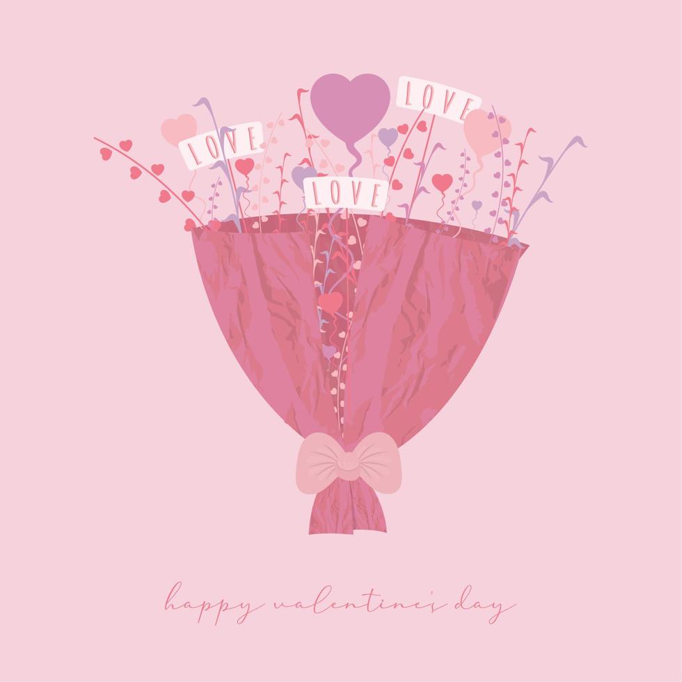 happy valentine day gift card met bloemen vector