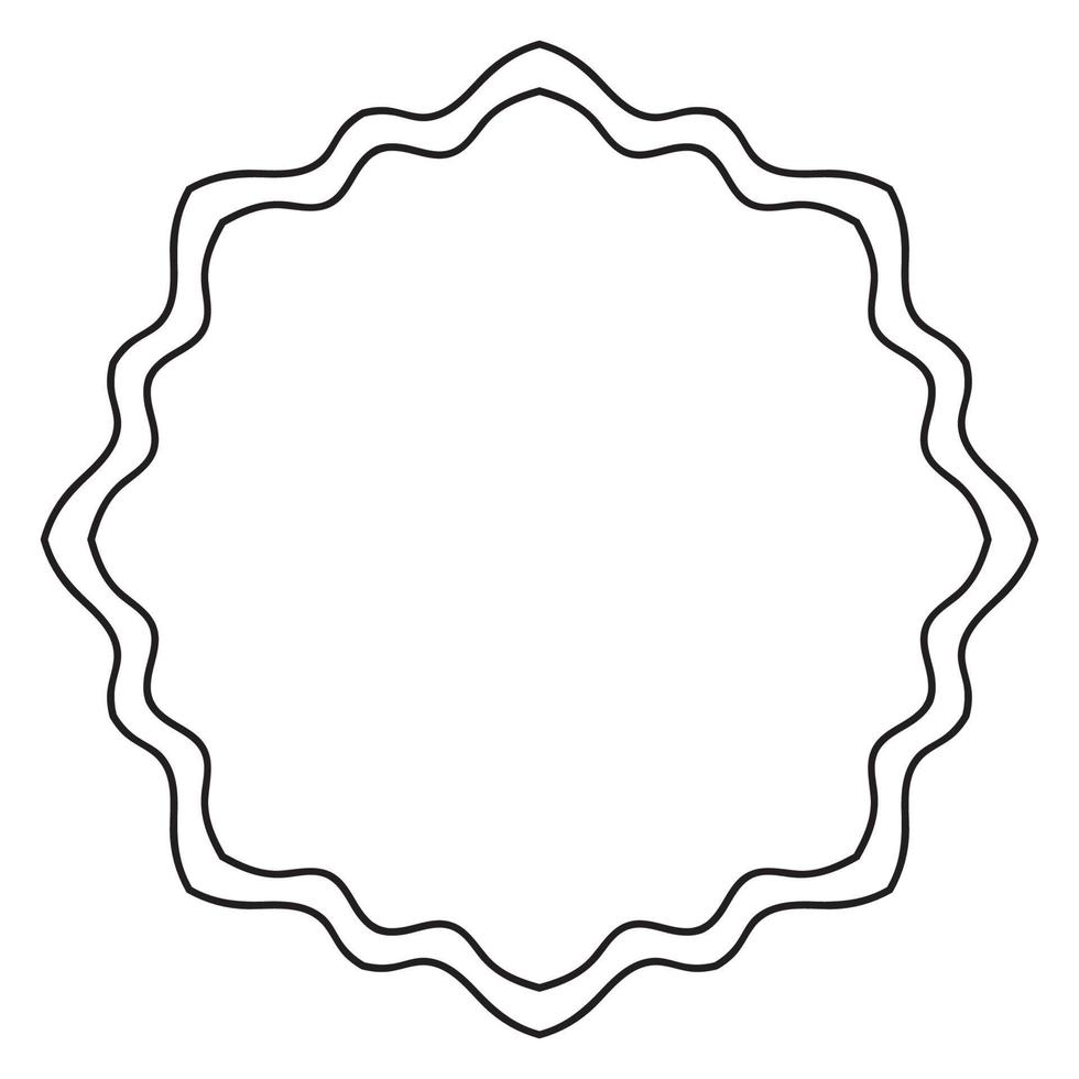 abstracte doodle gekrulde dunne lijn ronde frame geïsoleerd op een witte achtergrond. mandala grens. vector