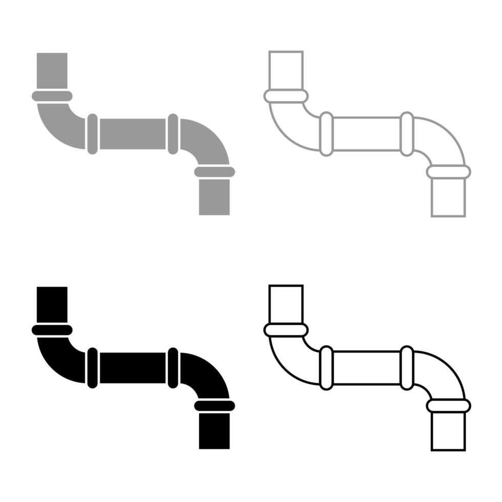 pijp pictogrammenset grijs zwarte kleur vector