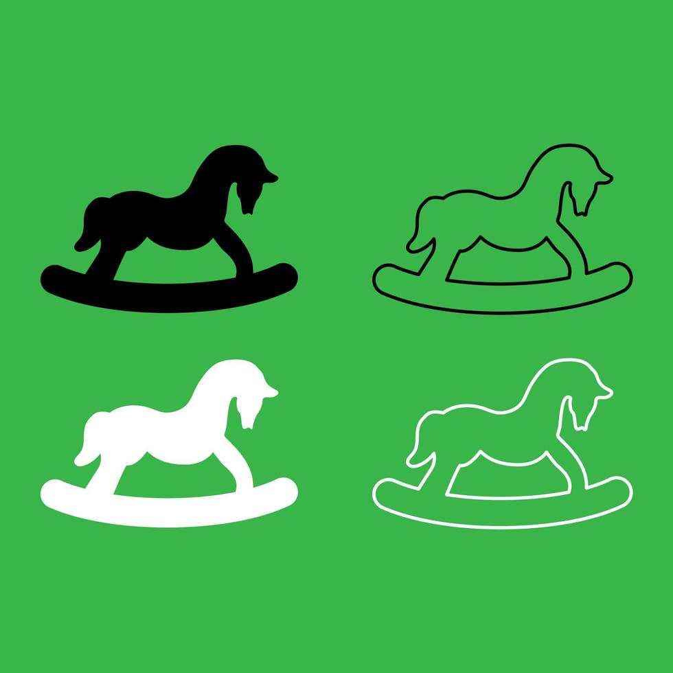 speelgoed paard pictogram zwart-wit kleurenset vector