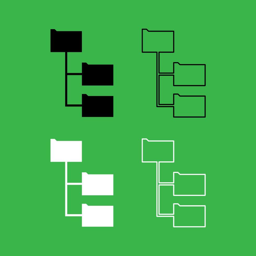 mapstructuur pictogram zwart-wit kleur set vector