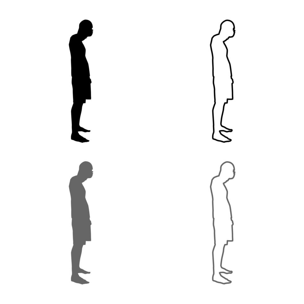 man zijn ogen sluiten zijn handen silhouet zijaanzicht pictogrammenset grijs zwart kleur illustratie overzicht vlakke stijl eenvoudig beeld vector