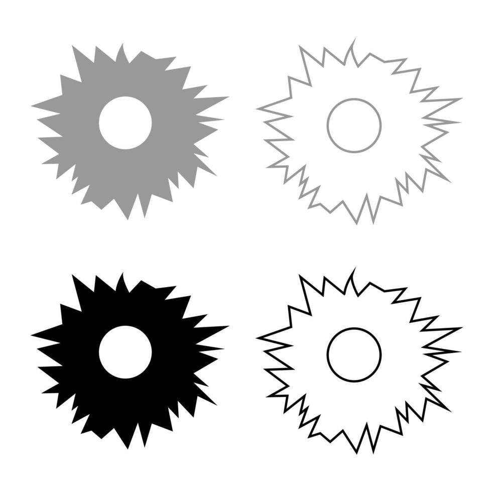 hole from shot icon set grijs zwarte kleur vector