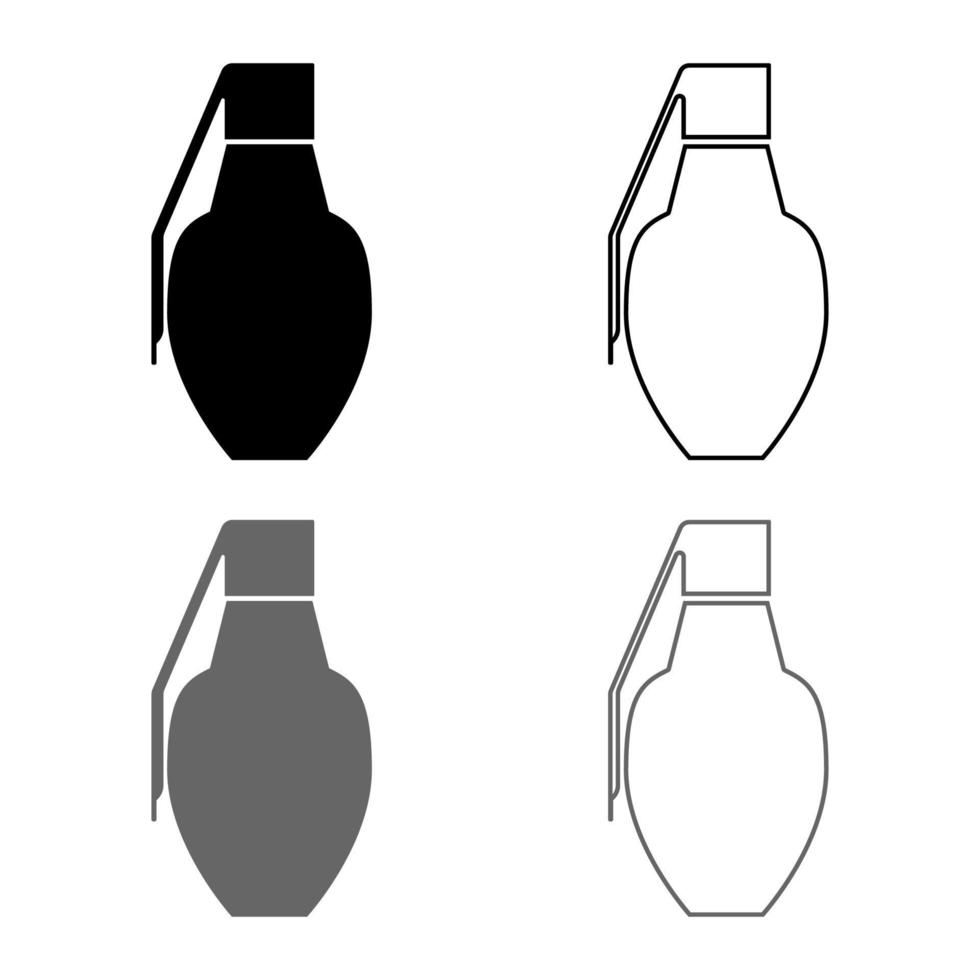 granaat pictogrammenset grijs zwart kleur illustratie overzicht vlakke stijl eenvoudige afbeelding vector