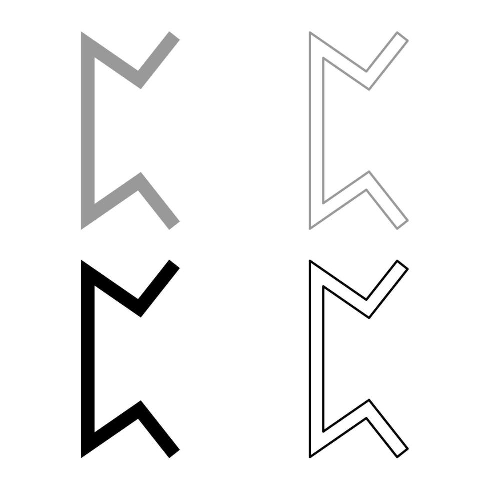 perth rune pertho peer verborgen spel symbool pictogrammenset grijs zwart kleur illustratie overzicht vlakke stijl eenvoudig beeld vector