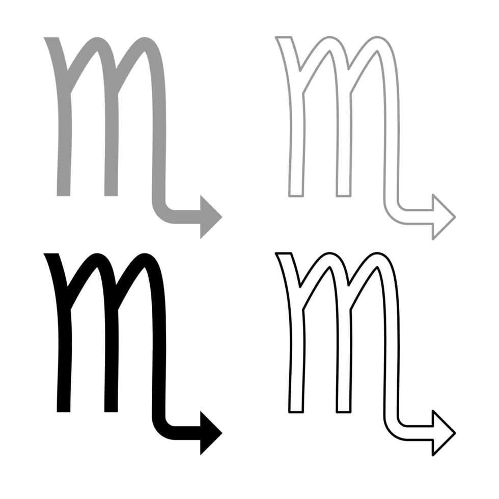 schorpioen symbool dierenriem pictogram overzicht set grijs zwarte kleur vector