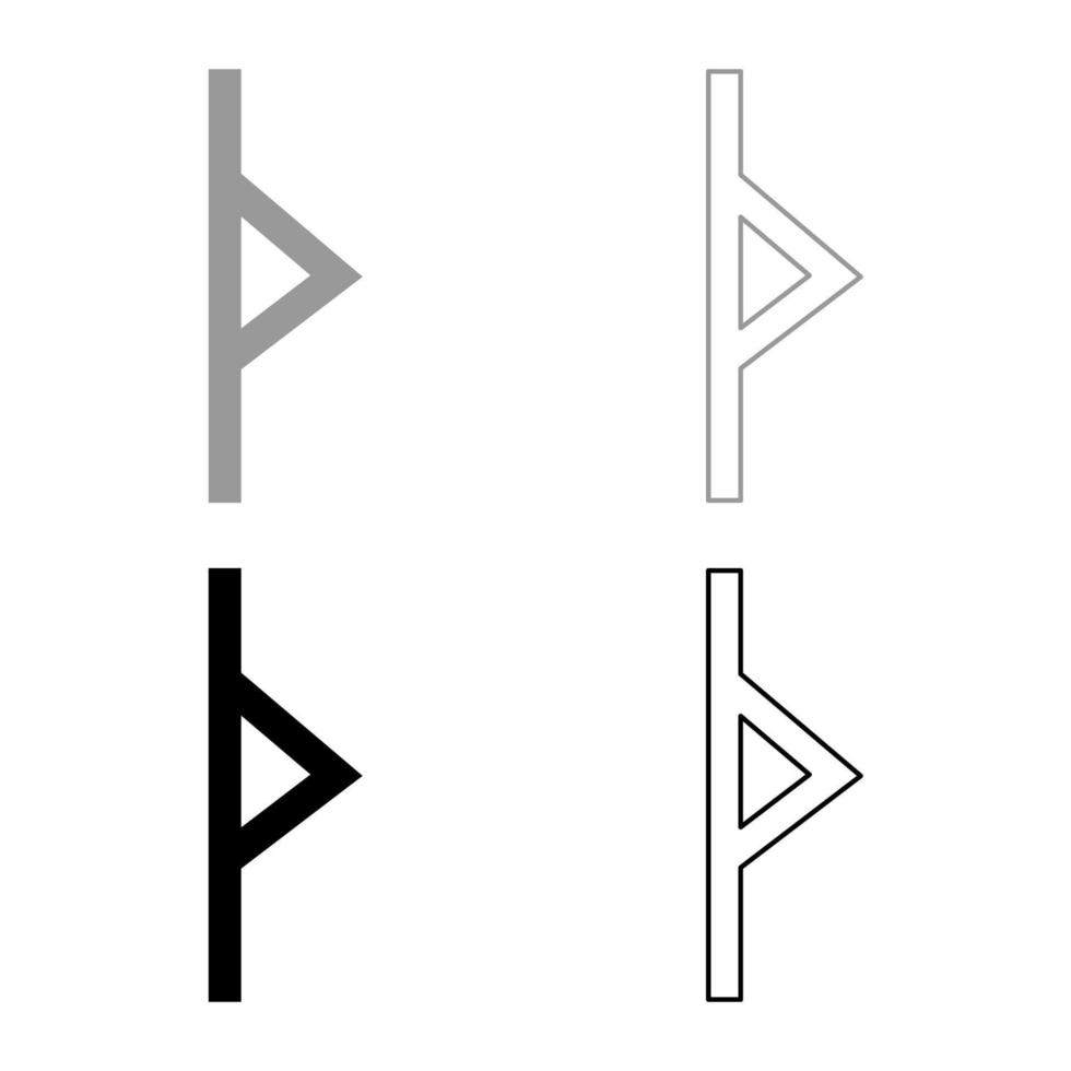 thurisaz rune tpurizas tor doorn pictogrammenset grijs zwart kleur illustratie overzicht vlakke stijl eenvoudige afbeelding vector