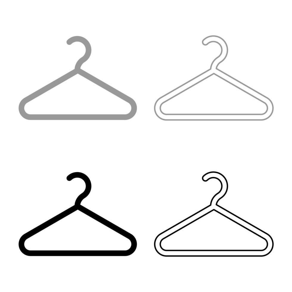 hanger kleding hanger pictogrammenset zwart grijs kleur vector illustratie vlakke stijl afbeelding