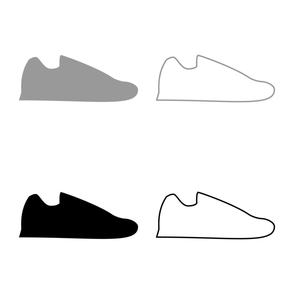 loopschoenen sneakers sportschoenen loopschoen pictogrammenset zwart grijs kleur vector illustratie vlakke stijl afbeelding