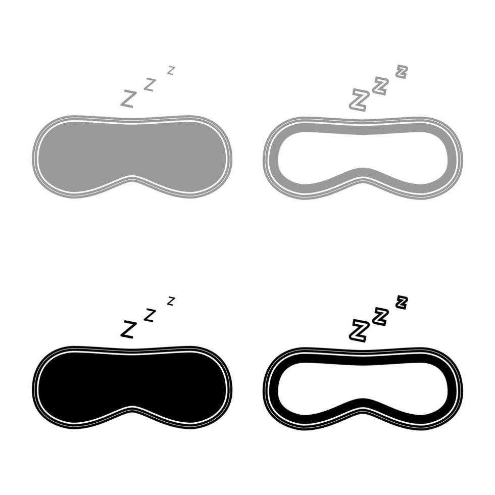 masker voor slaap pictogrammenset grijs zwarte kleur vector