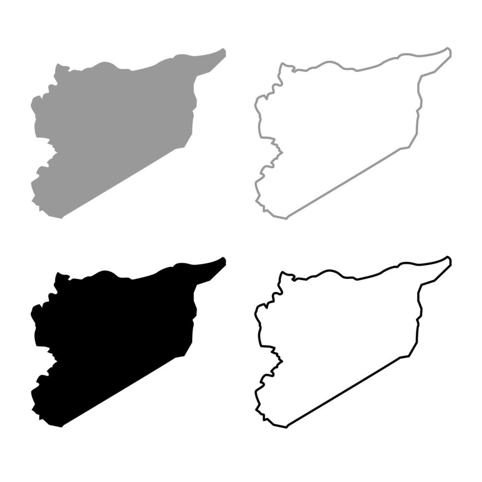 kaart van syrië pictogram omtrek set grijs zwarte kleur vector