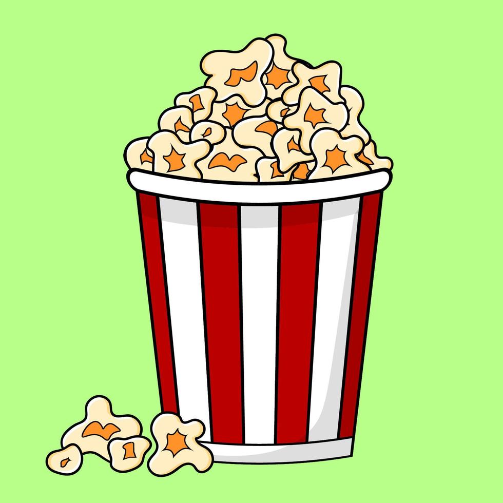 cartoon popcorn geïsoleerd op een witte achtergrond. vector