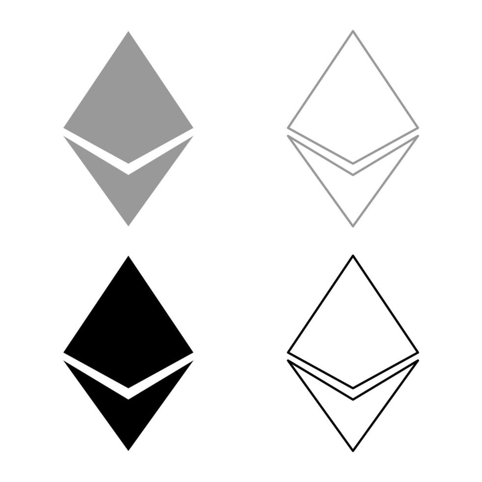 etherium icon set grijs zwarte kleur vector