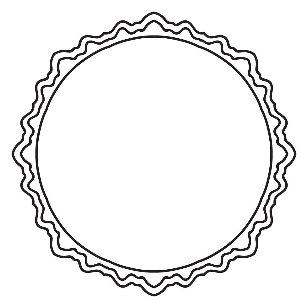 abstracte doodle gekrulde dunne lijn ronde frame geïsoleerd op een witte achtergrond. mandala grens. vector