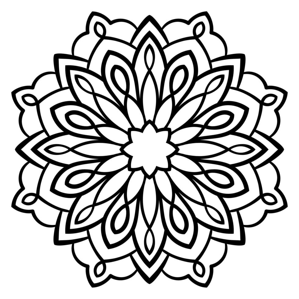 zwarte sier ronde doodle bloem geïsoleerd op een witte achtergrond. overzicht mandala. geometrische cirkel element. vector