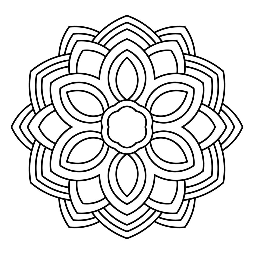 sier ronde doodle bloem geïsoleerd op een witte achtergrond. zwarte omtrek mandala. geometrische cirkel element. vector