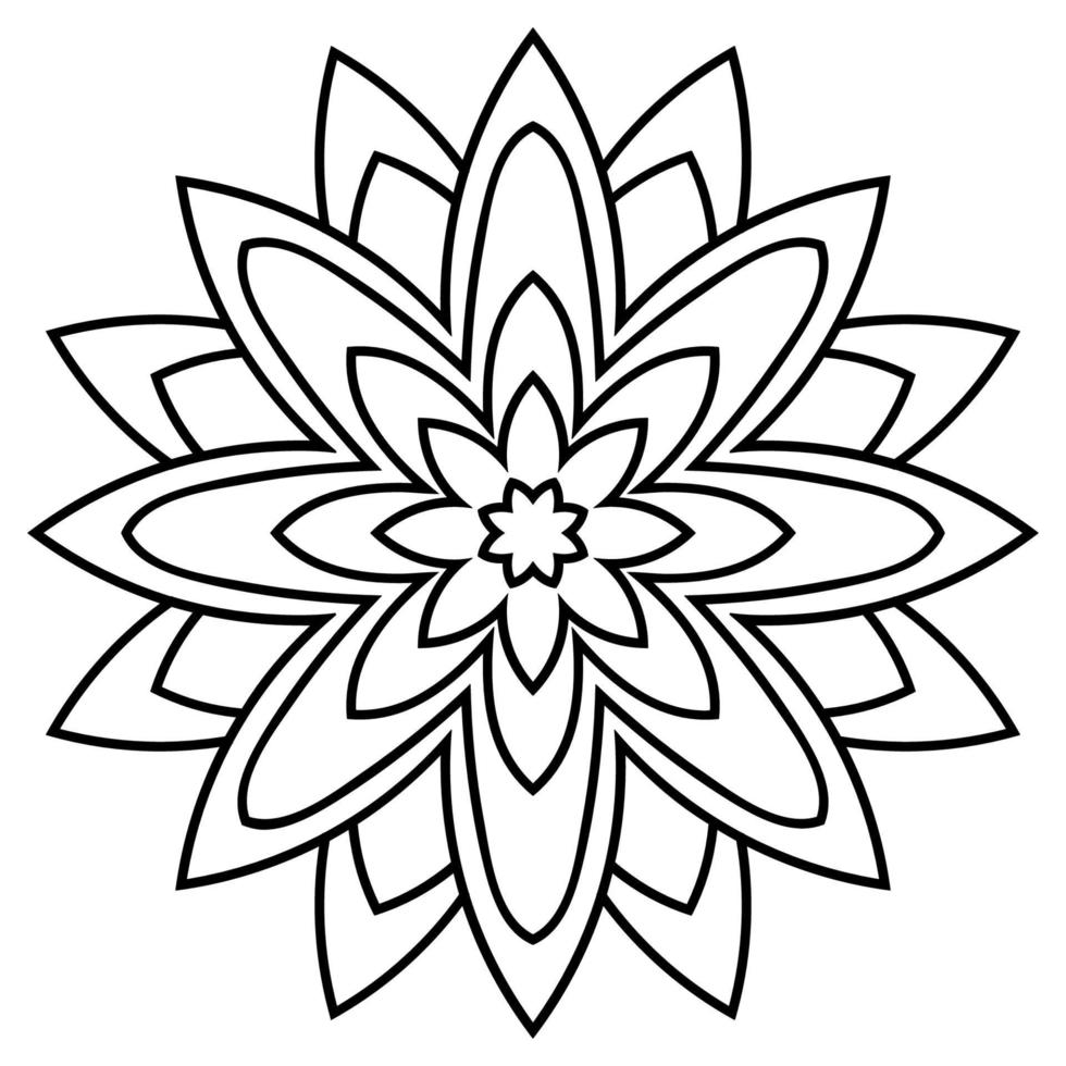 sier ronde doodle bloem geïsoleerd op een witte achtergrond. zwarte omtrek mandala. geometrische cirkel element. vector