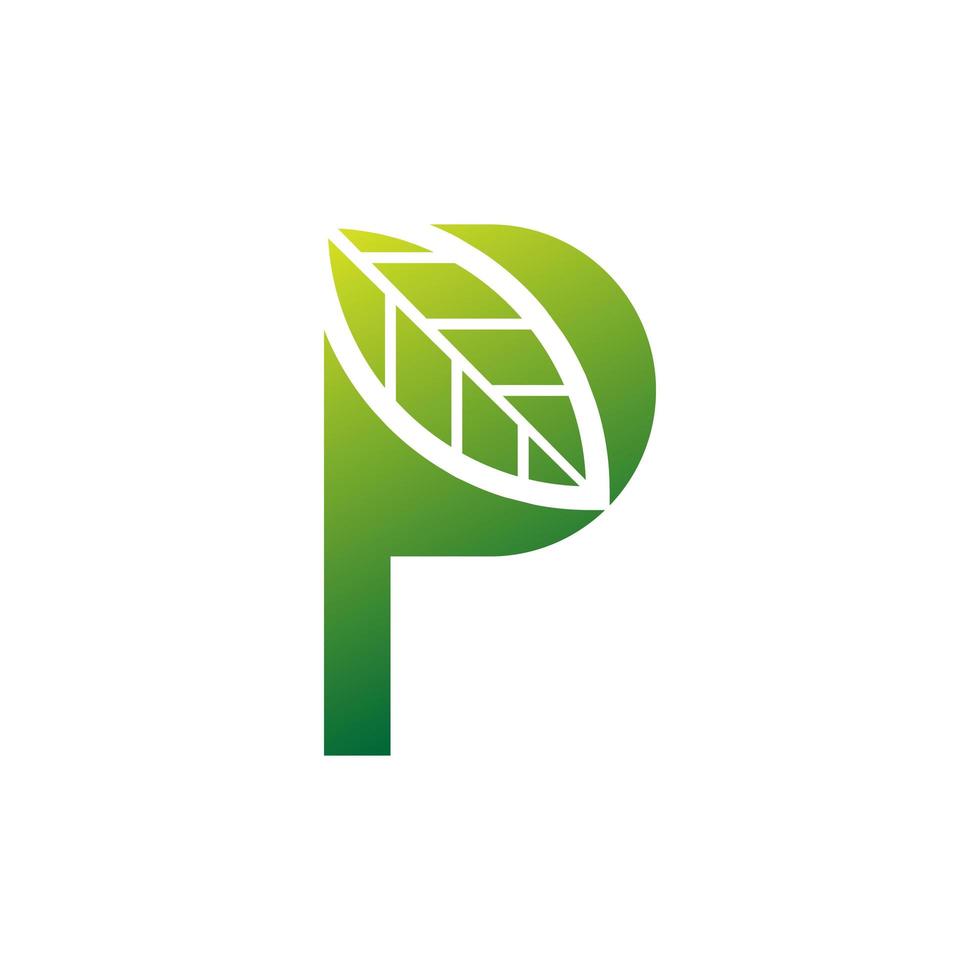 letter p groen blad natuur logo ontwerp vector