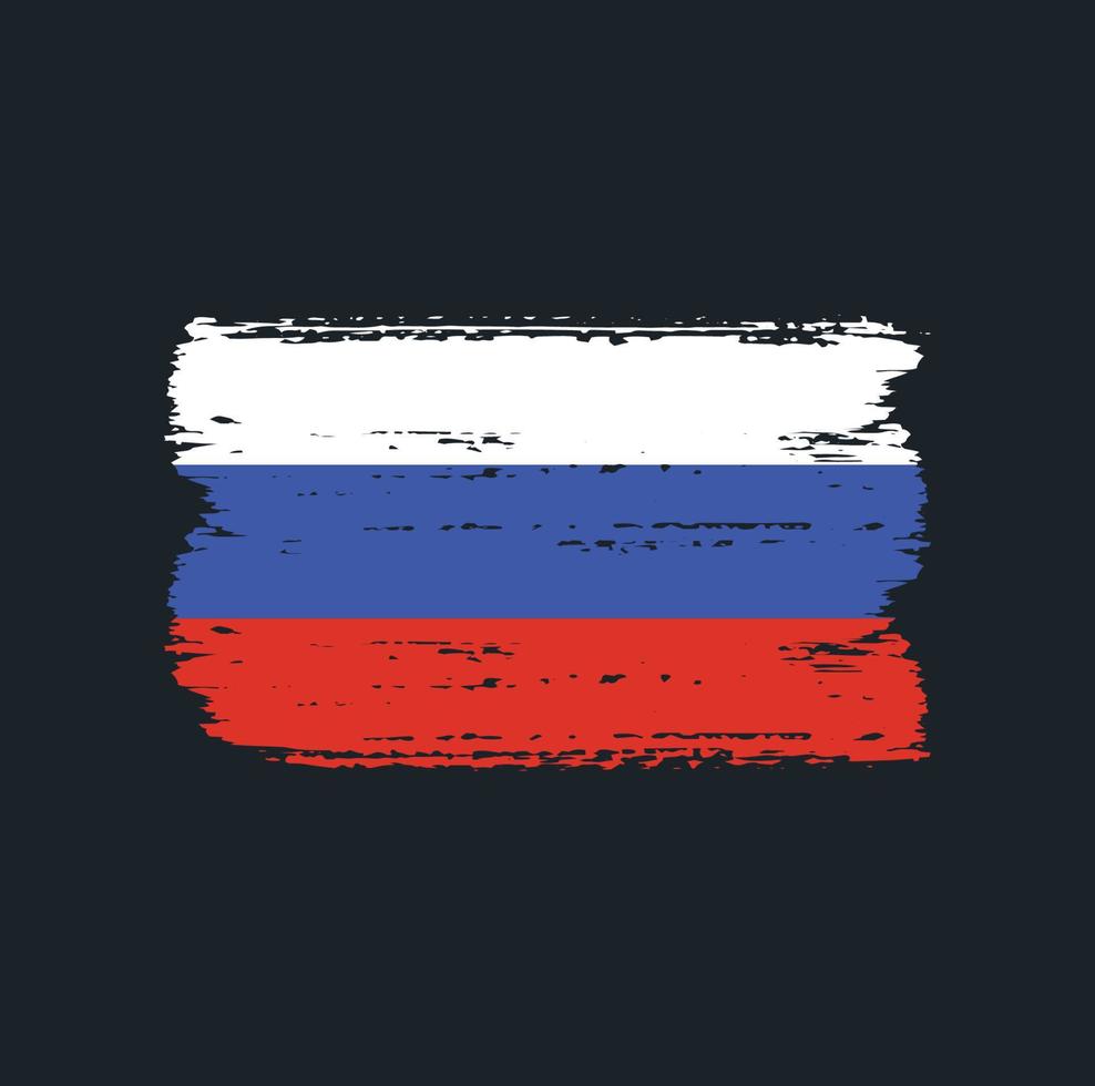 vlag van rusland met penseelstijl vector