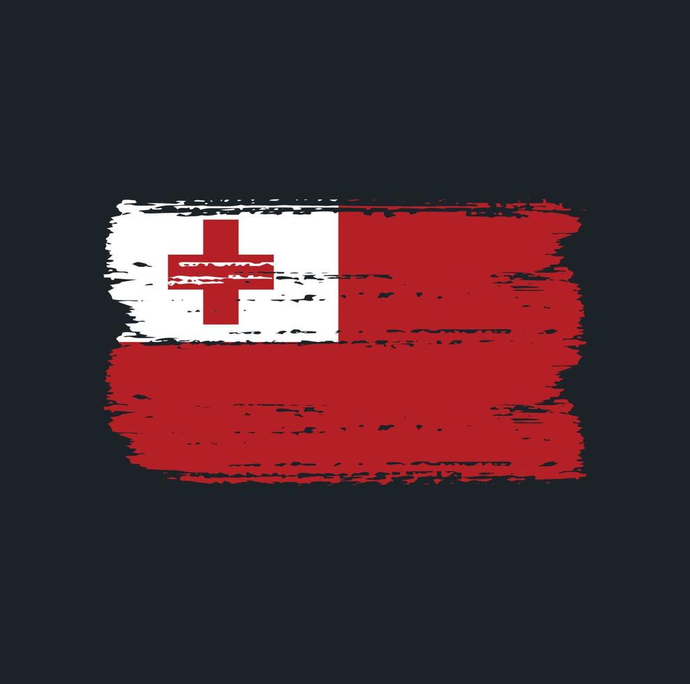 vlag van tonga met penseelstijl vector