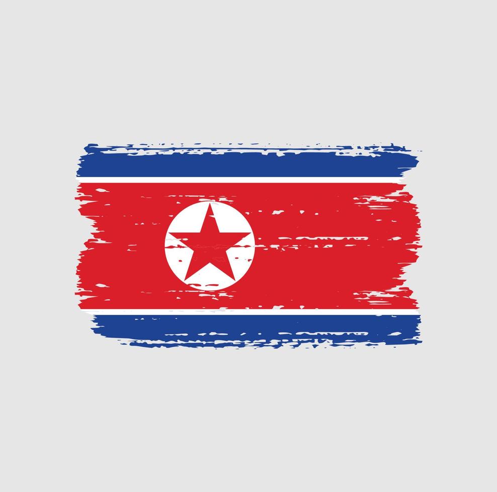 vlag van Noord-Korea met penseelstijl vector