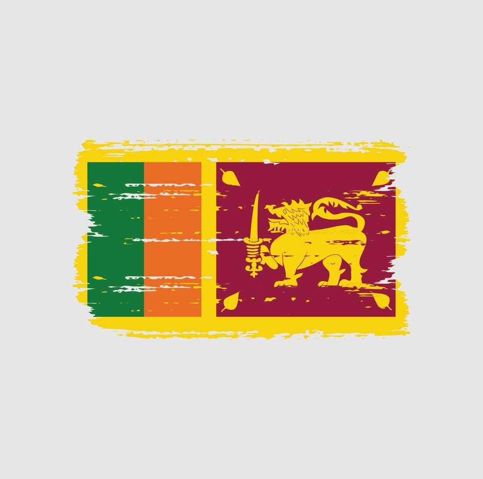 vlag van sri lanka met penseelstijl vector