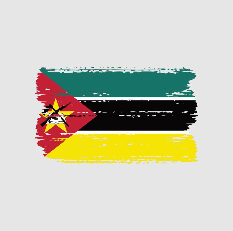 vlag van mozambique met penseelstijl vector