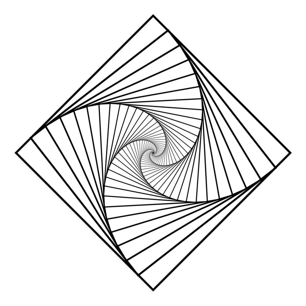 roterende concentrische vierkanten, vierkant optische illusiepatroon - zwart-wit, geometrische abstracte achtergrond vector