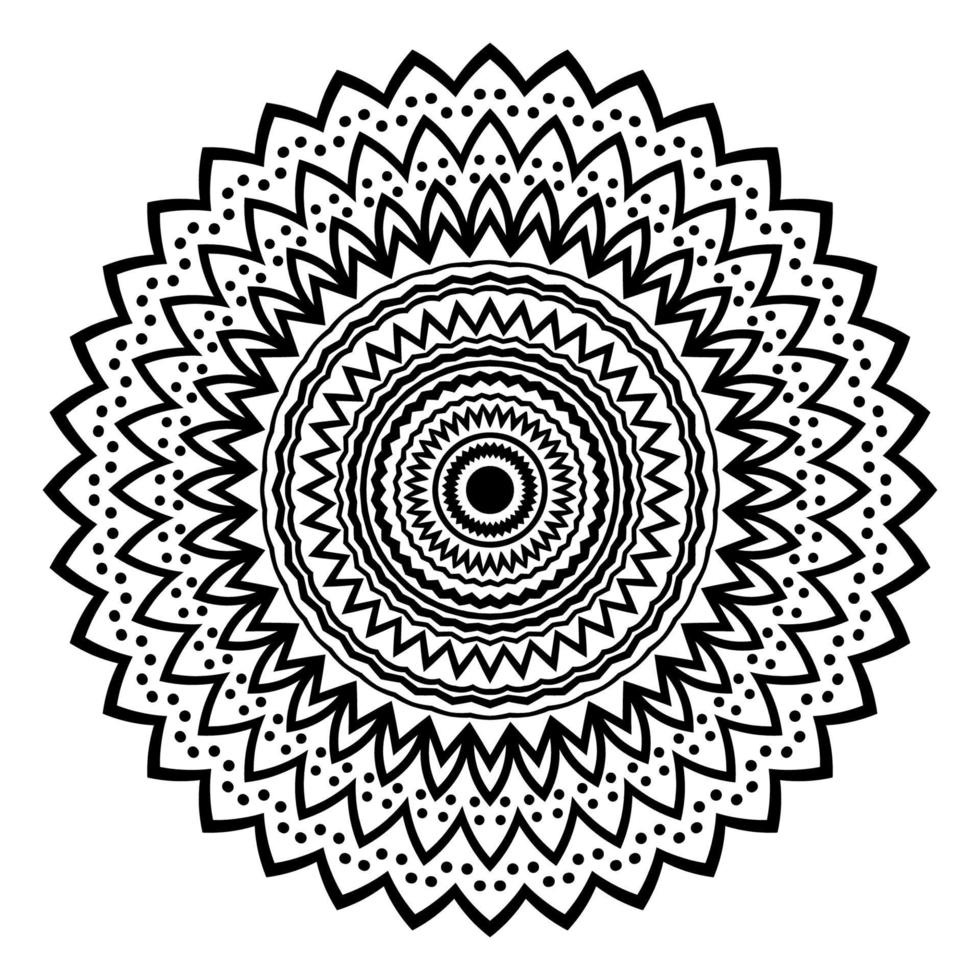 mandala geïsoleerd op een witte achtergrond. sier zwarte ronde doodle bloem geïsoleerd op een witte achtergrond. zwarte omtrek mandala. geometrische cirkel element. vector