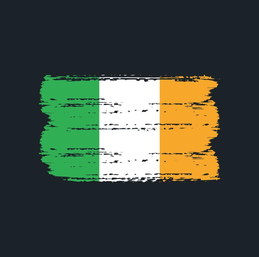 vlag van ierland met penseelstijl vector