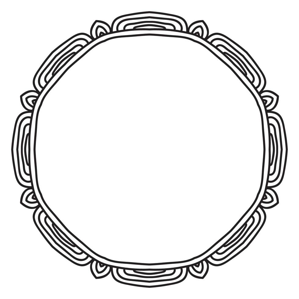 abstracte doodle gekrulde dunne lijn ronde frame geïsoleerd op een witte achtergrond. mandala grens. vector