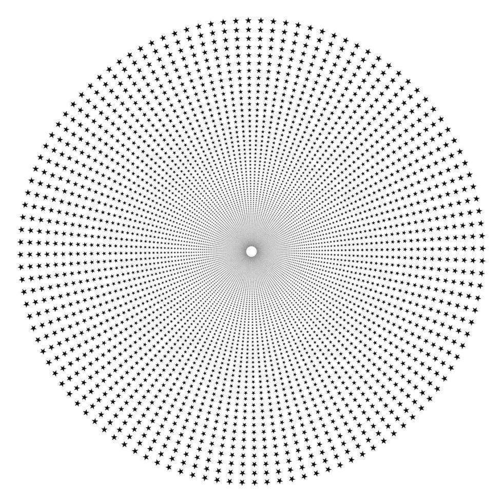 zeefdrukpatroon met sterren. stralend frame. cirkelvormig patroon. popart ronde halftone frame geïsoleerd op wit. sterren print. vector