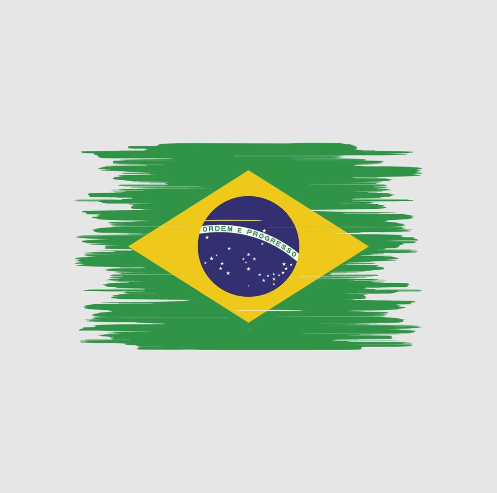 braziliaanse vlag penseelstreek, nationale vlag vector