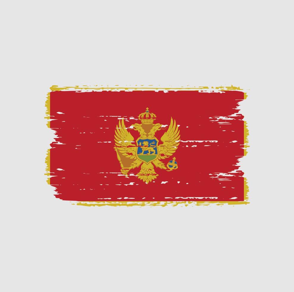 vlag van montenegro met penseelstijl vector