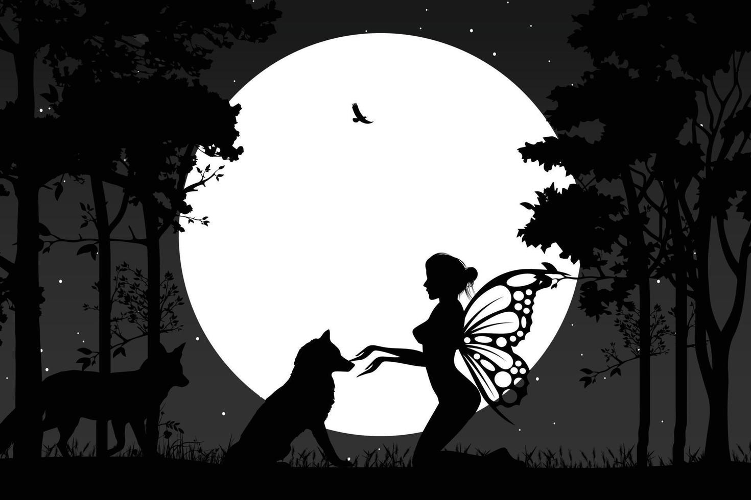 schattige fee silhouet illustratie vector