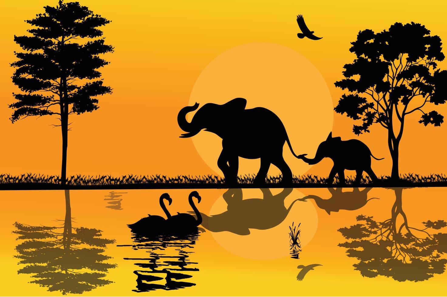 schattige olifant dieren silhouet illustratie vector