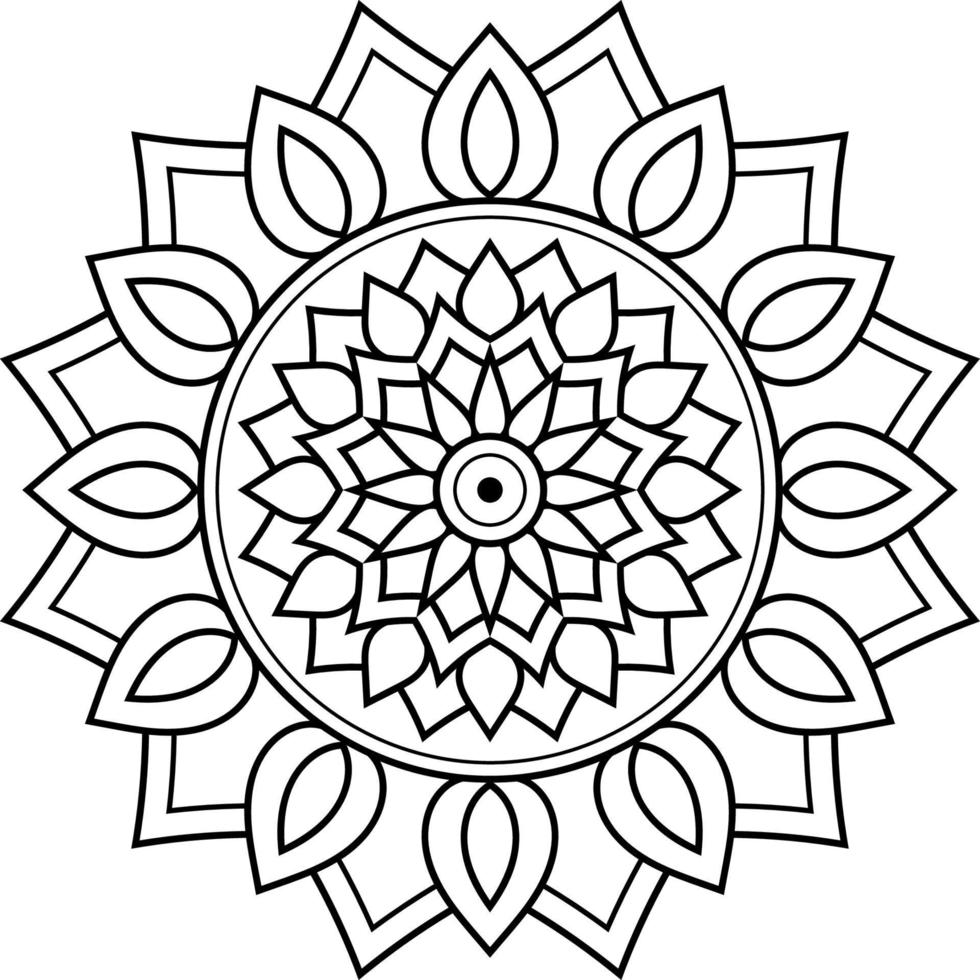 circulaire patroon eenvoudige mandala voor henna, mehndi, tatoeage, kaart, print, dekking, spandoek, poster, brochure, decoratie in etnische oosterse stijl voor het kleuren van de fotoboekpagina. vector