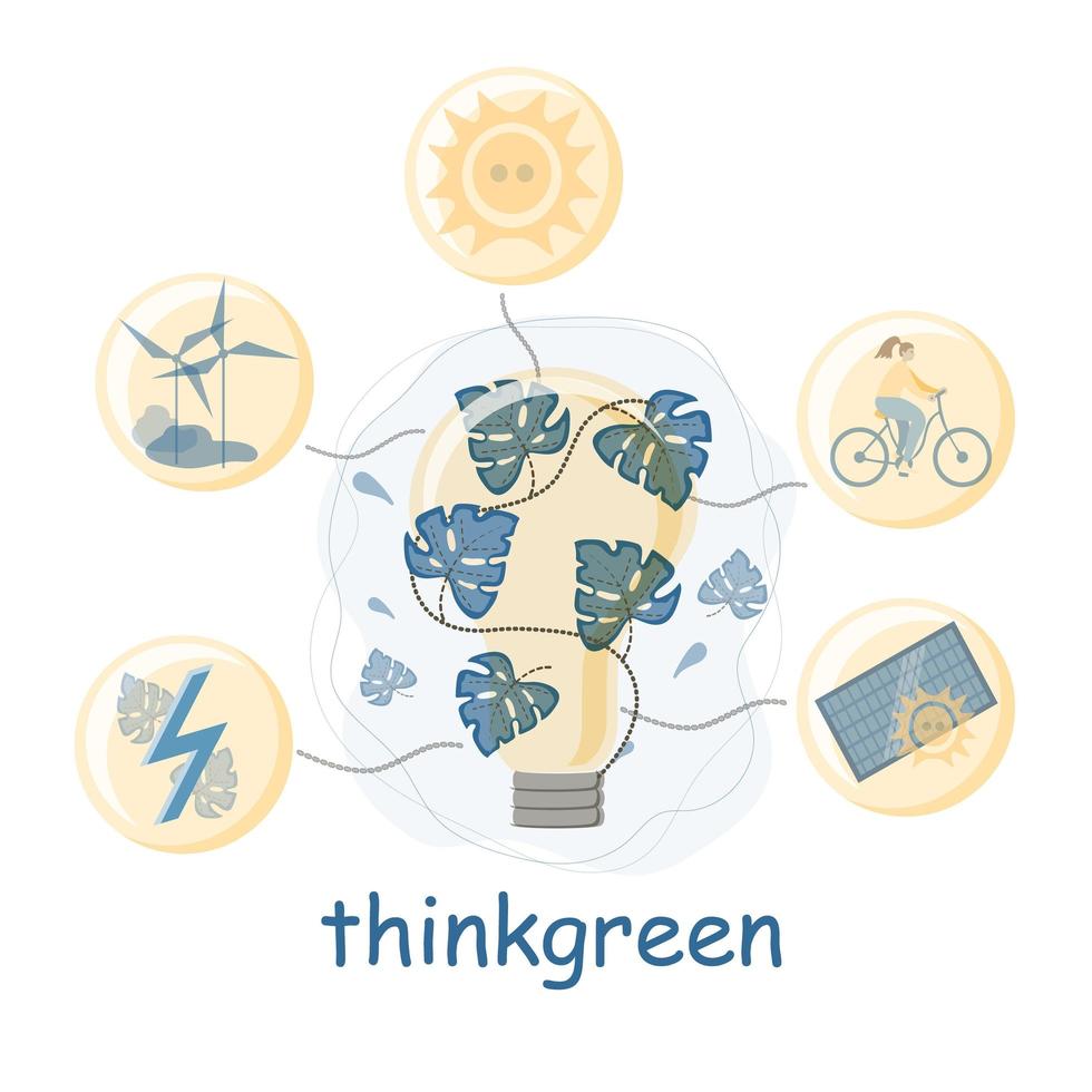 moderne platte dunne lijn ontwerp vectorillustratie, infographic concept van ecologie probleem, generatie en besparing van groene energie voor grafisch en webdesign vector