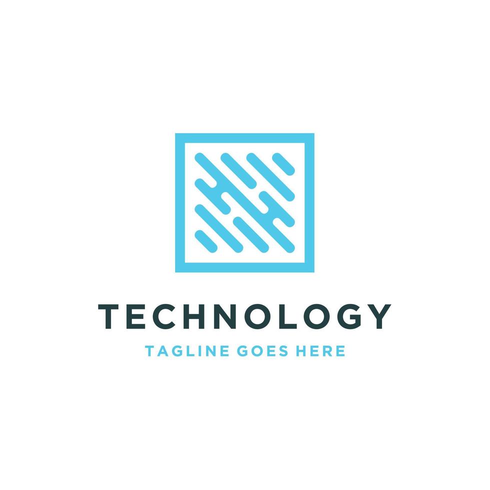 geometrische vorm beginletter h technologie logo ontwerp vector