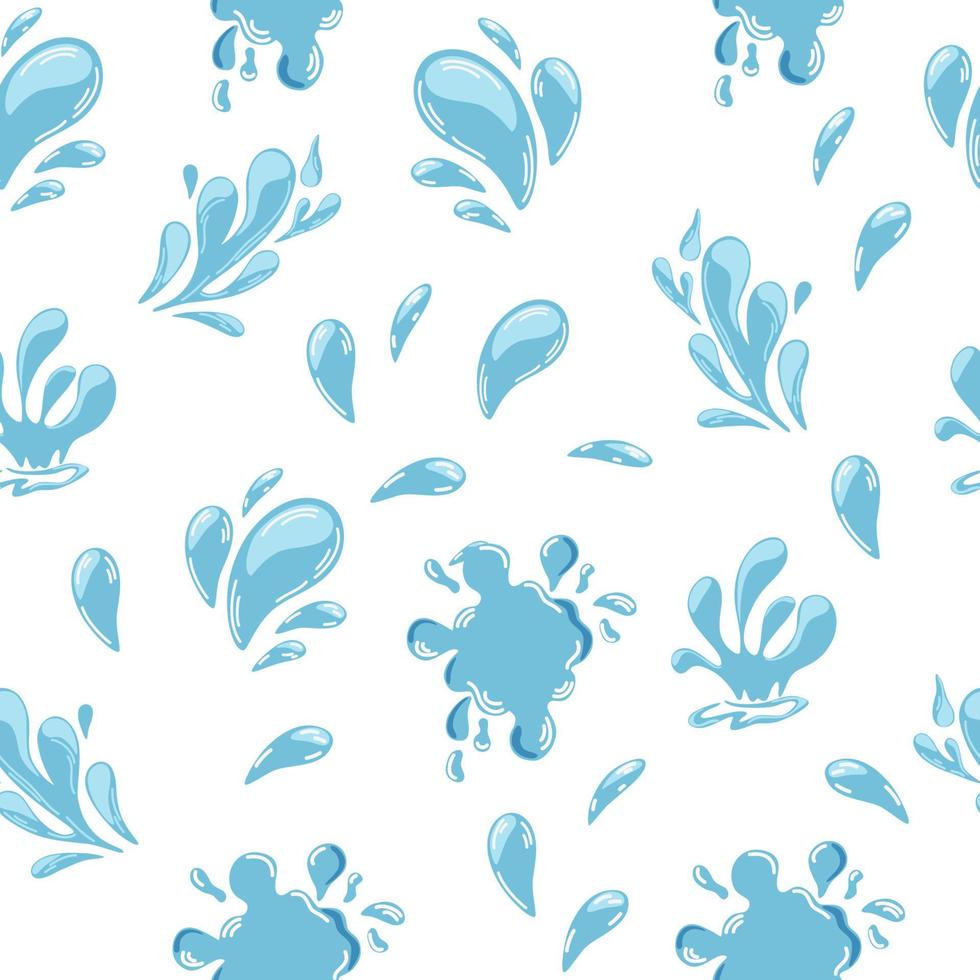 water naadloos patroon. spatten en druppels water achtergrond. ecologie, natuur. perfect voor het ontwerpen van cadeaupapier, textiel, decoratie, spandoek, poster, website, wallpapers. cartoon vectorillustratie. vector