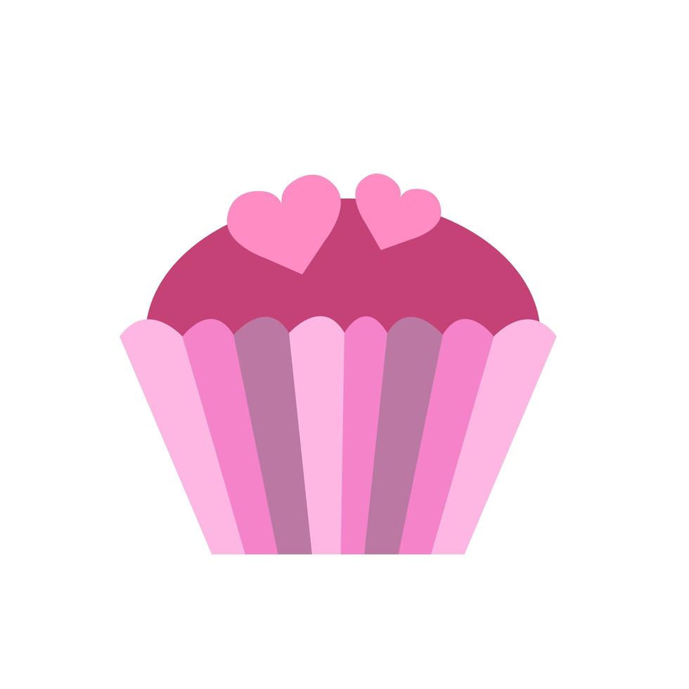 cupcake of muffin met hartjes. bruiloft en valentijn dag concept. vector