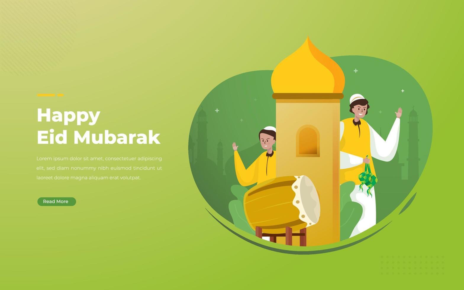 gelukkig islamitisch eid mubarak illustratie concept vector