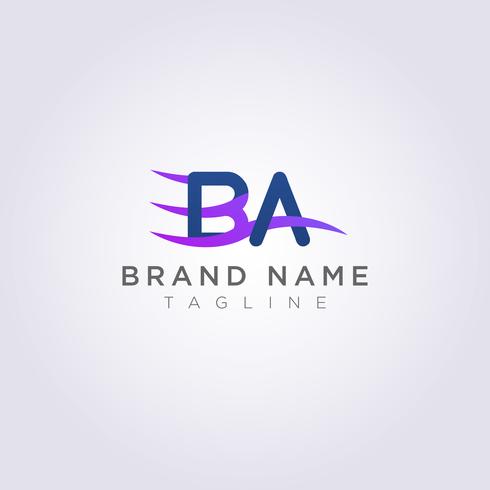 Logo Icon Design BA letters met golven voor uw merk of bedrijf vector