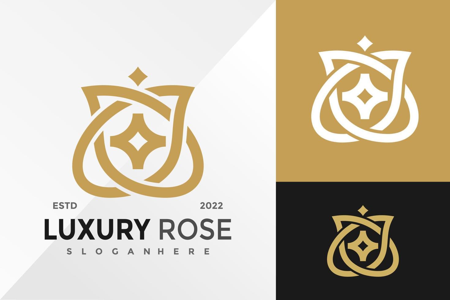 luxe roze bloemen logo ontwerp vector illustratie sjabloon