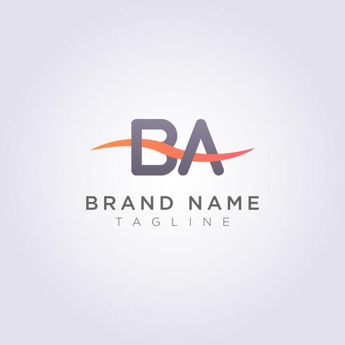 Logo Icon Design BA letters met golven voor uw merk of bedrijf vector