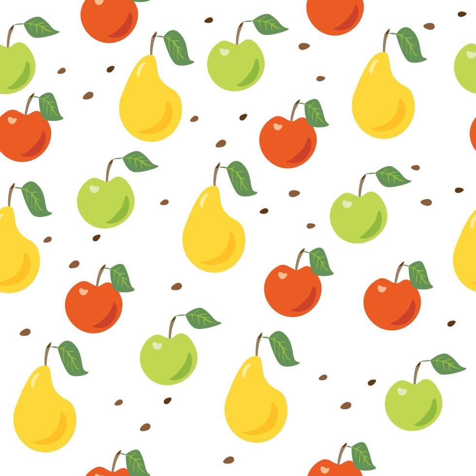 naadloze patroon met peren en appels vruchten op wit. vector
