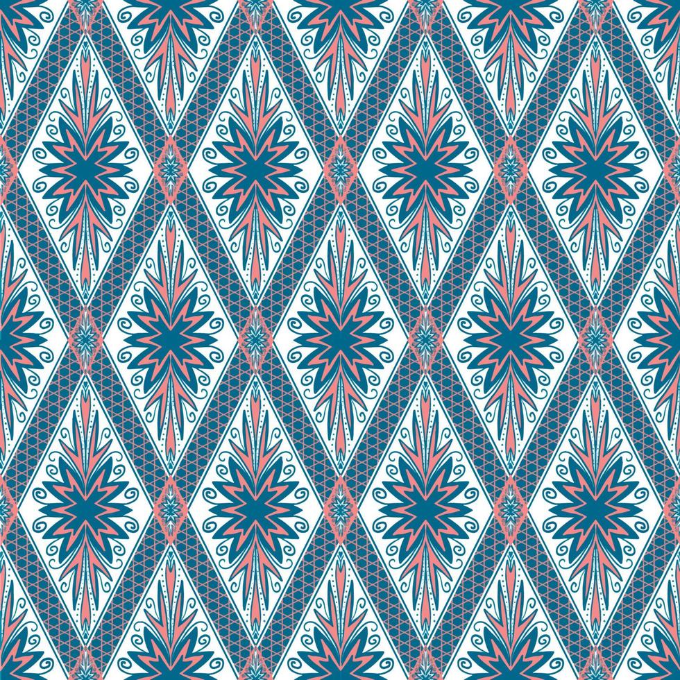 roze indigo blauwe bloem op wit. geometrische etnische oosterse patroon traditioneel ontwerp voor achtergrond, tapijt, behang, kleding, verpakking, batik, stof, vector illustratie borduurstijl