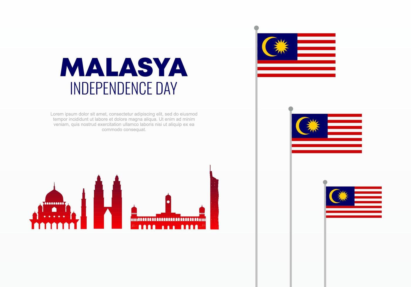 Nationale viering van de onafhankelijkheidsdag van Maleisië op 31 augustus. vector