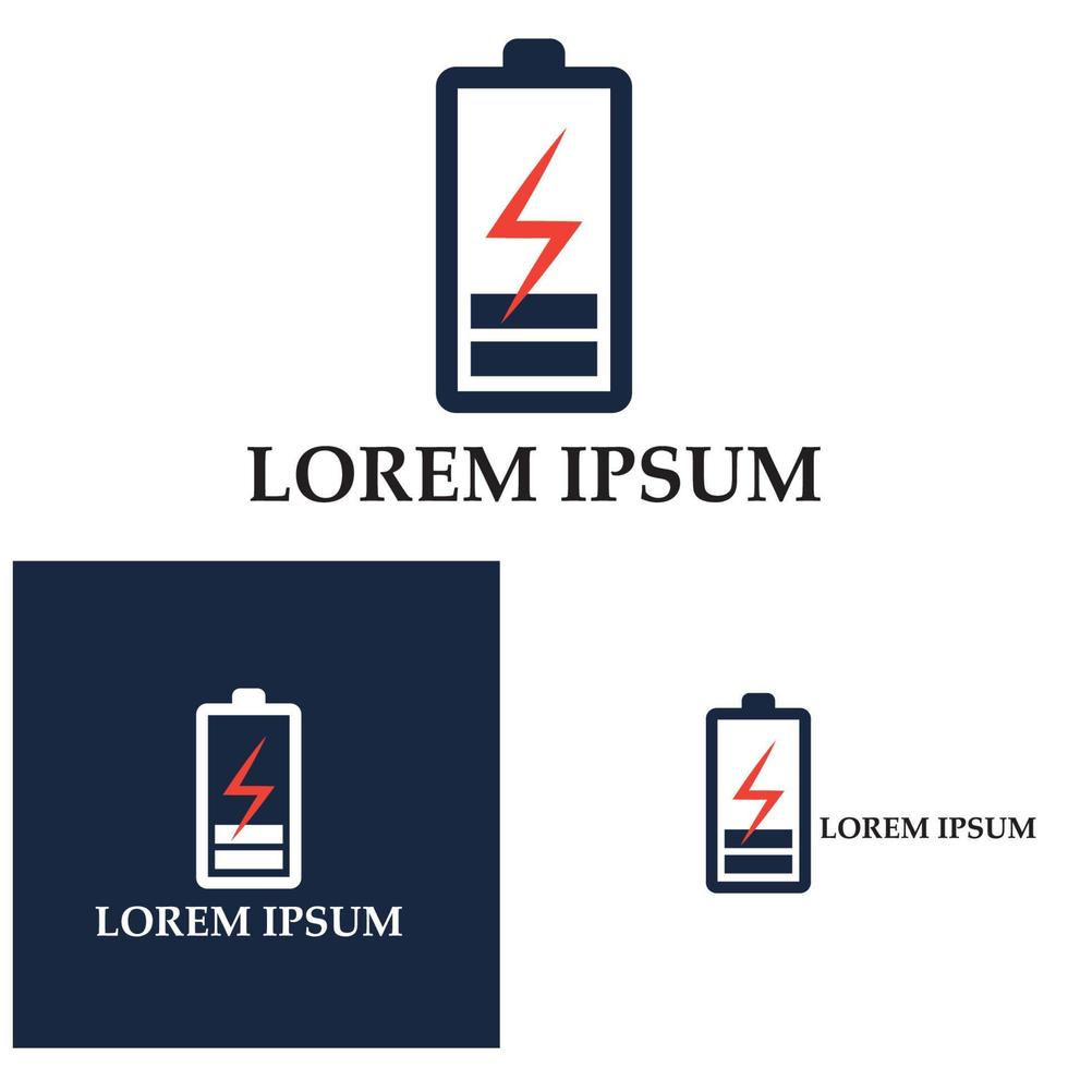 macht batterij logo pictogram vector illustratie ontwerp template.battery opladen vector icon.battery power en flash bliksemschicht logo